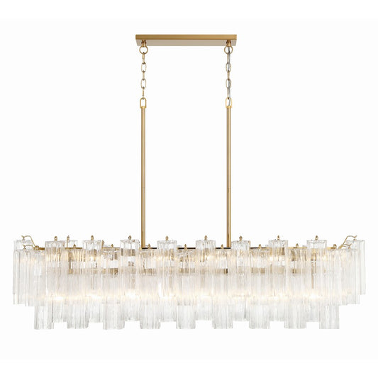 14 Light Chandelier, Aged Brass
