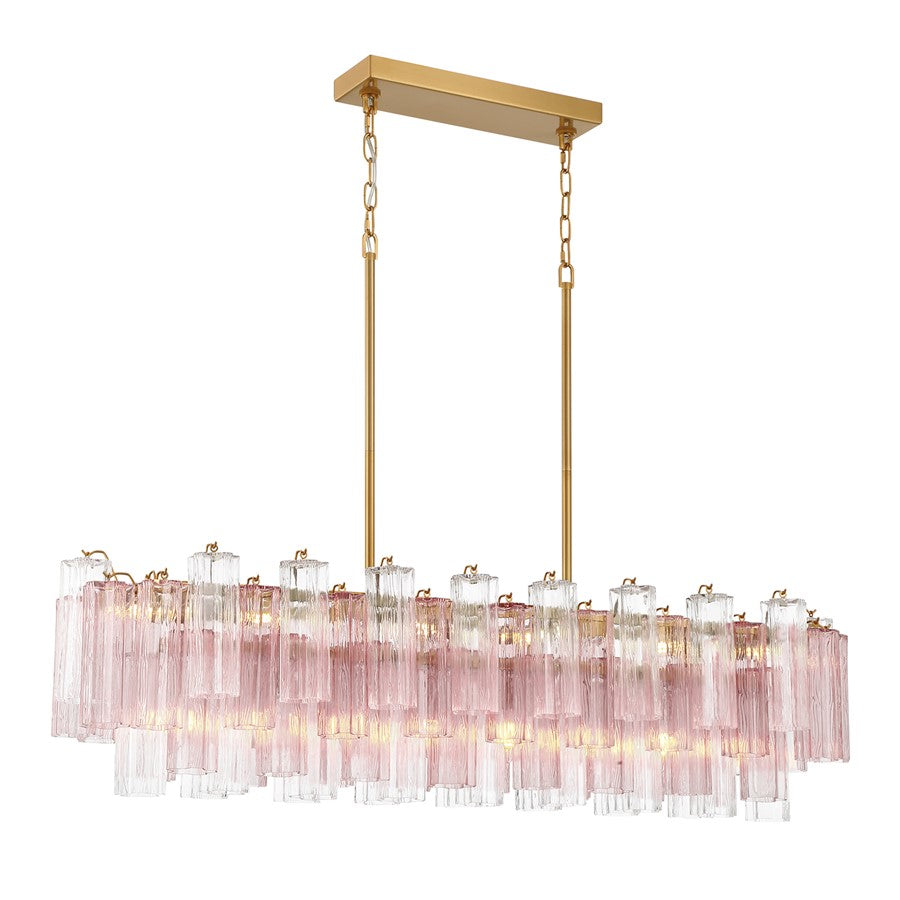 Crystorama Addis 14 Light Linear Chandelier, Brass/Gold/Spring - ADD-317-AG-SP