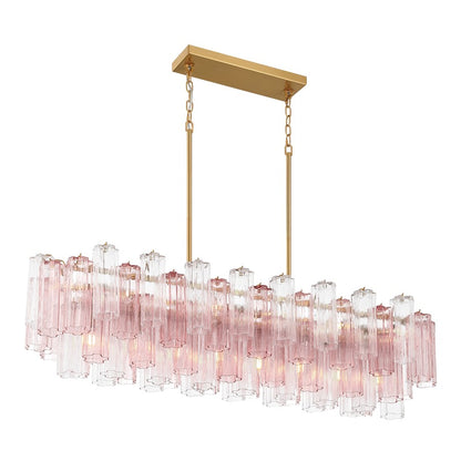 Crystorama Addis 14 Light Linear Chandelier, Brass/Gold/Spring