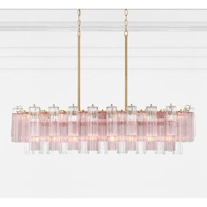 Crystorama Addis 14 Light Linear Chandelier, Brass/Gold/Spring