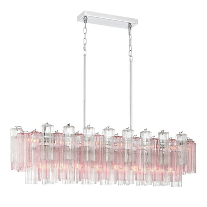 Crystorama Addis 14 Light Linear Chandelier, Chrome/Spring - ADD-317-CH-SP