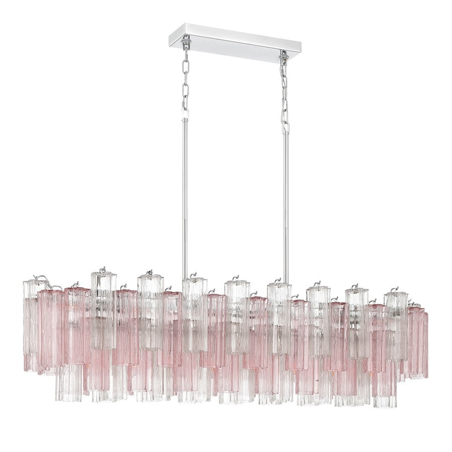 Crystorama Addis 14 Light Linear Chandelier, Chrome/Spring