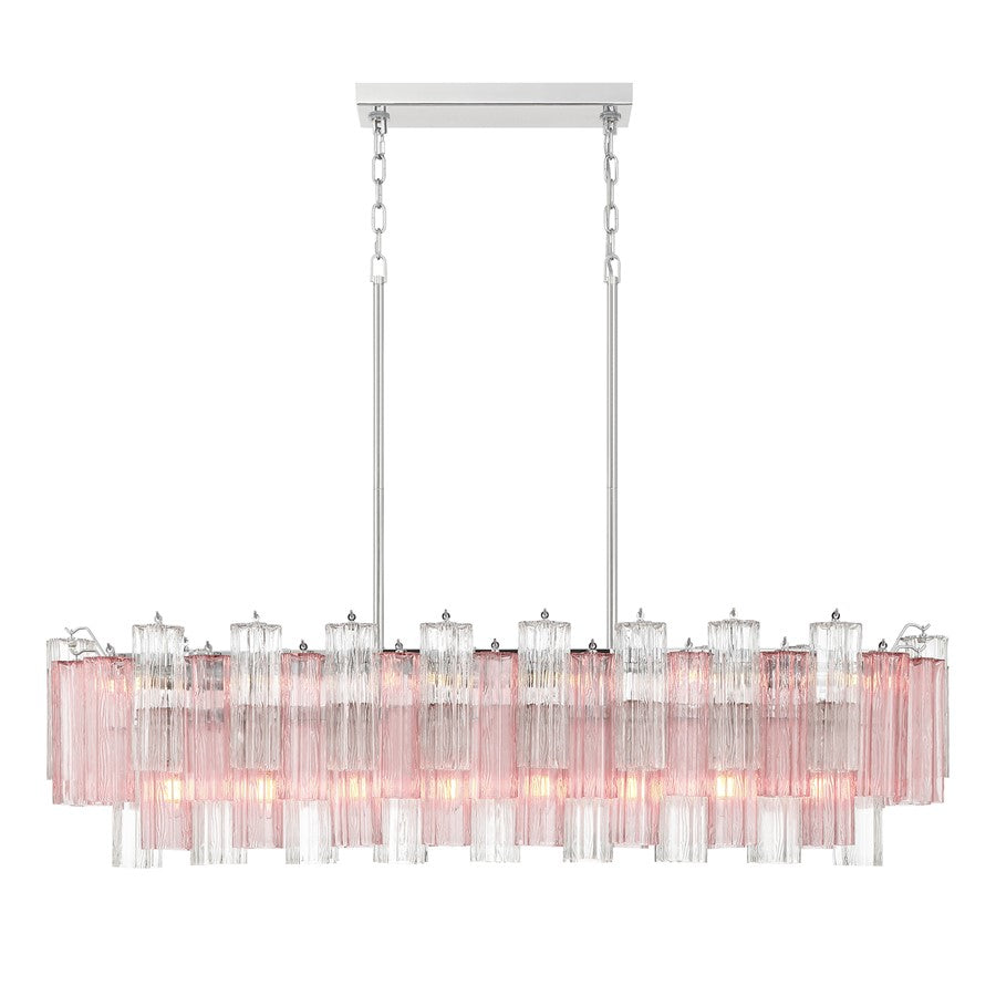 Crystorama Addis 14 Light Linear Chandelier, Chrome/Spring