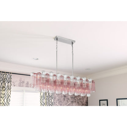 Crystorama Addis 14 Light Linear Chandelier, Chrome/Spring