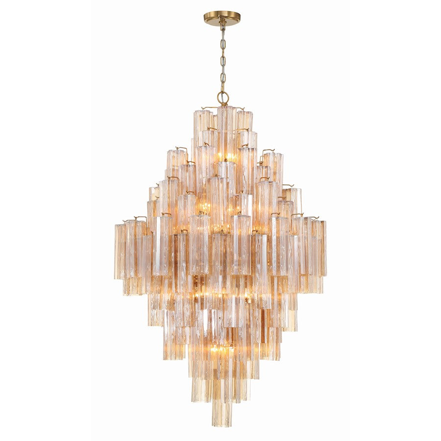 20 Light Chandelier, Aged Brass