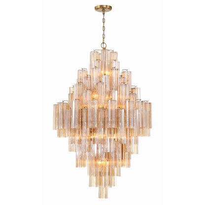 20 Light Chandelier, Aged Brass