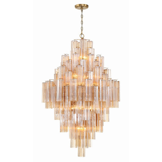 20 Light Chandelier, Aged Brass
