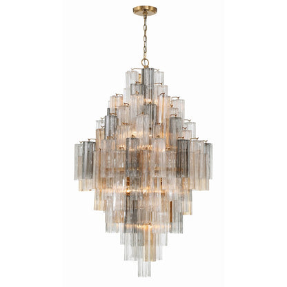20 Light Chandelier, Aged Brass
