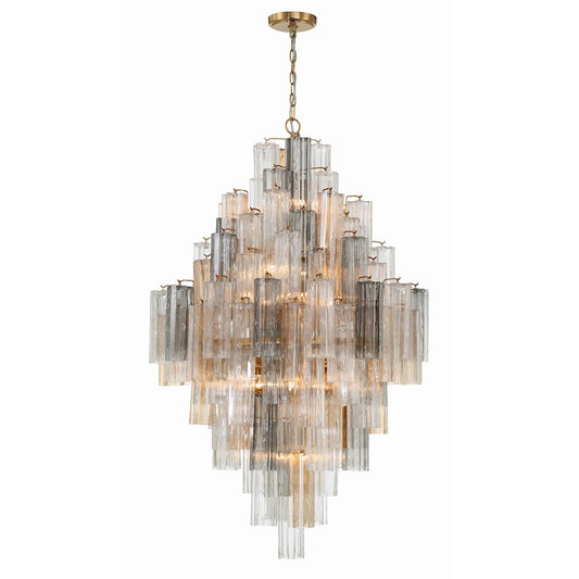 20 Light Chandelier, Aged Brass