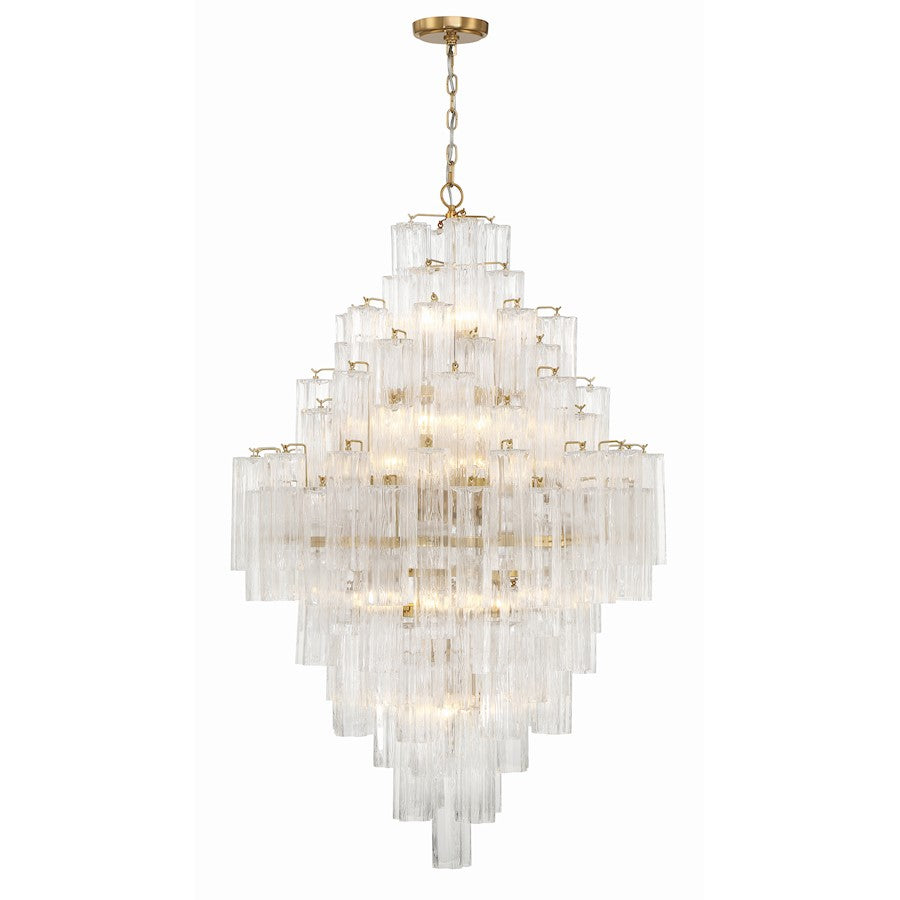 20 Light Chandelier, Aged Brass