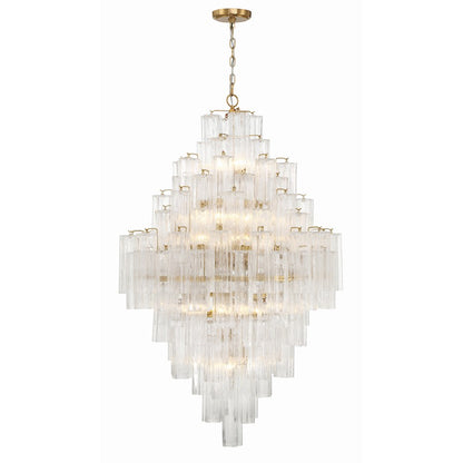 20 Light Chandelier, Aged Brass