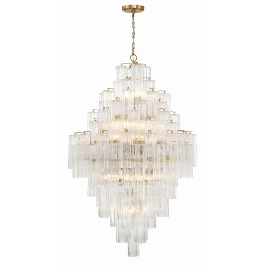 20 Light Chandelier, Aged Brass