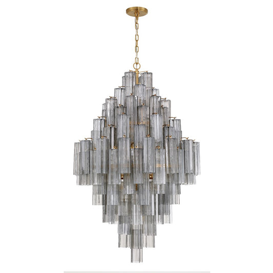 Crystorama Addis 20 Light Chandelier, Gray/Brass/Gold/Smoke