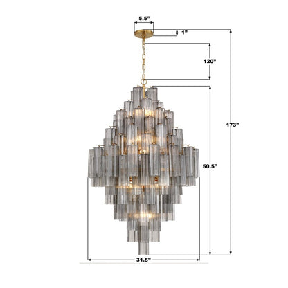Crystorama Addis 20 Light Chandelier, Gray/Brass/Gold/Smoke