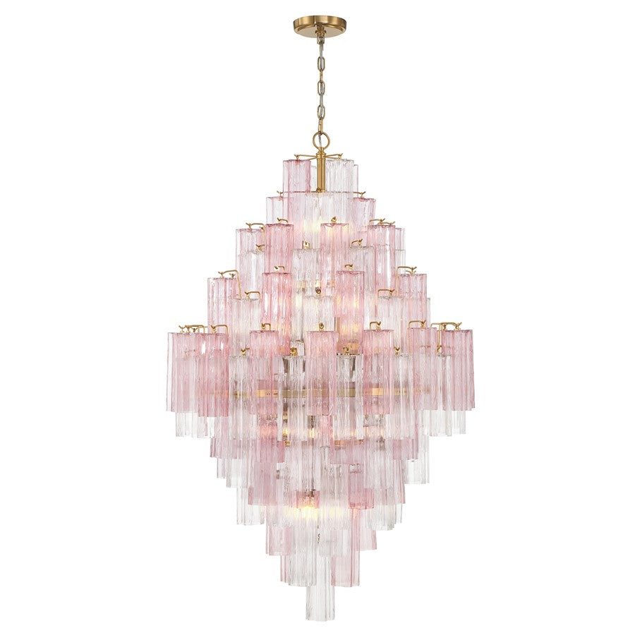 Crystorama Addis 20 Light Chandelier, Brass/Gold/Spring