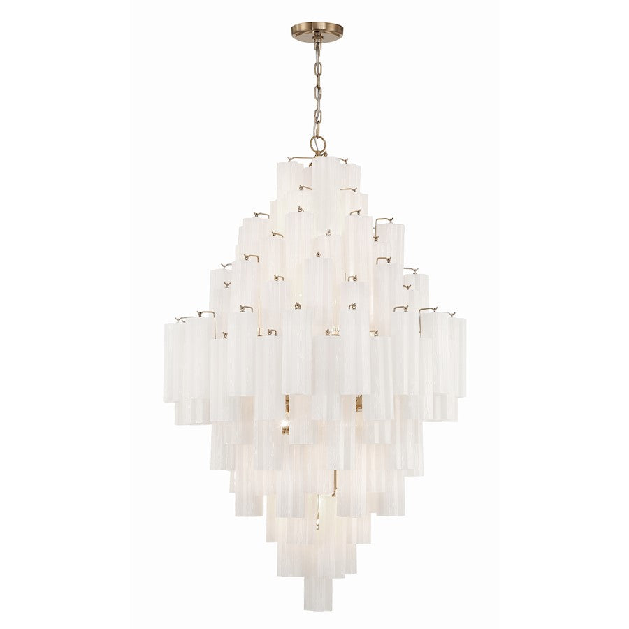 20 Light Chandelier, Aged Brass