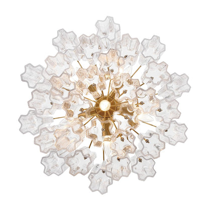 Crystorama Addis 7 Light Flush Mount, Brass/Tronchi Glass Clear