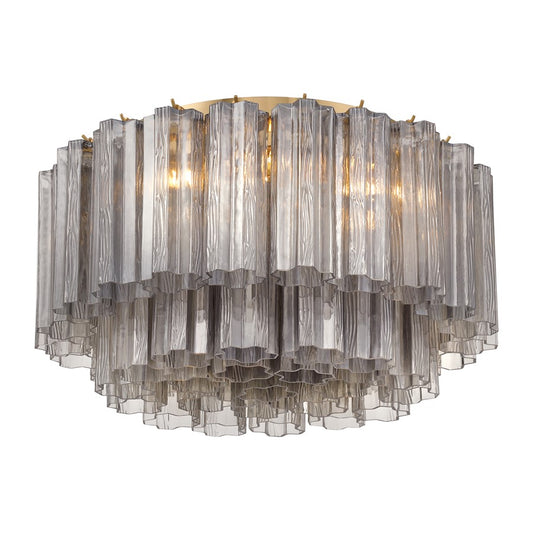Crystorama Addis 7 Light Flush, Gray/Brass/Gold/Smoke - ADD-321-AG-SM