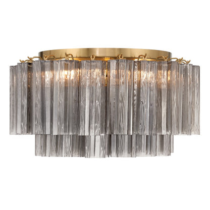Crystorama Addis 7 Light Flush, Gray/Brass/Gold/Smoke