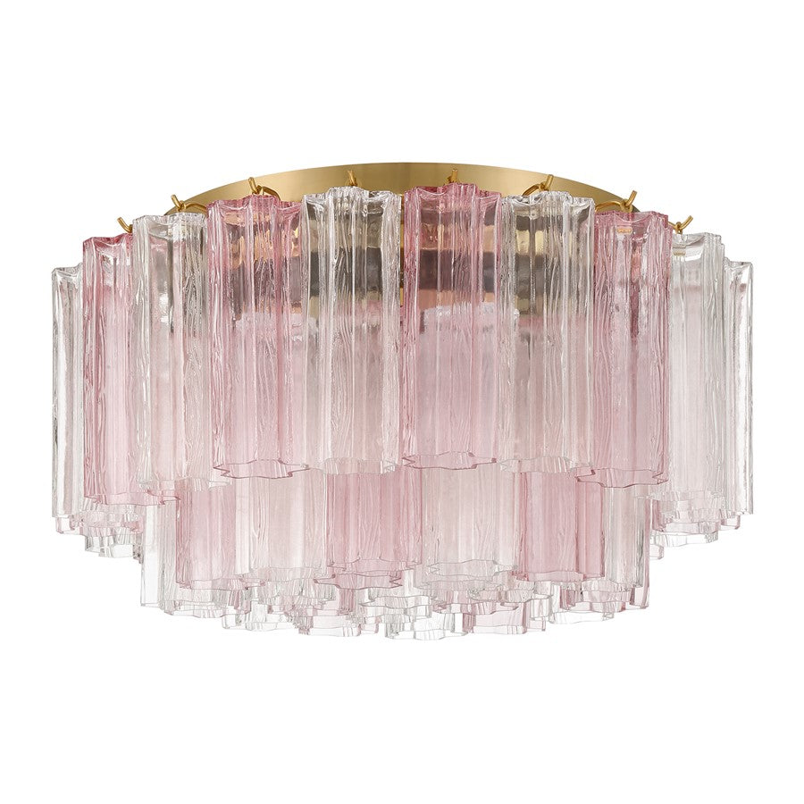 Crystorama Addis 7 Light Flush, Brass/Gold/Spring