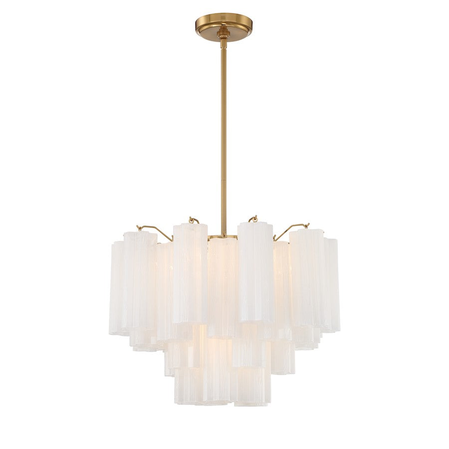Crystorama Addis 7 Light Flush Mount, Brass/Tronchi Glass White
