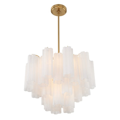Crystorama Addis 7 Light Flush Mount, Brass/Tronchi Glass White