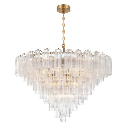 Crystorama Addis 28 Light 49" Chandelier, Aged Brass/Clear - ADD-327-AG-CL