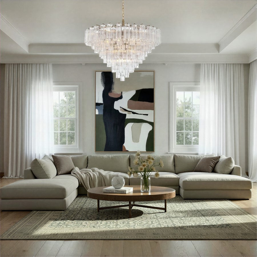 Crystorama Addis 28 Light 49" Chandelier, Aged Brass/Clear