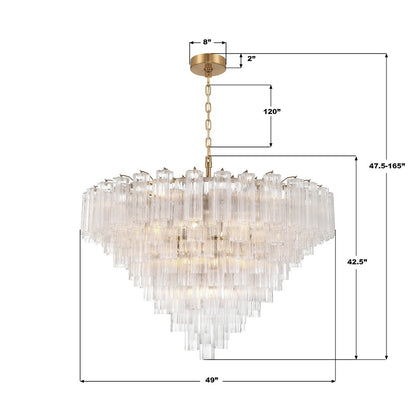 Crystorama Addis 28 Light 49" Chandelier, Aged Brass/Clear