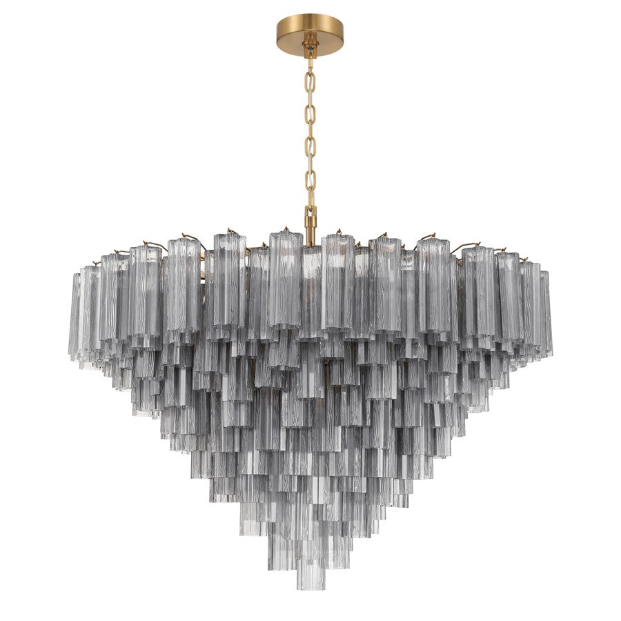Crystorama Addis 28 Light 49" Chandelier, Aged Brass/Smoke