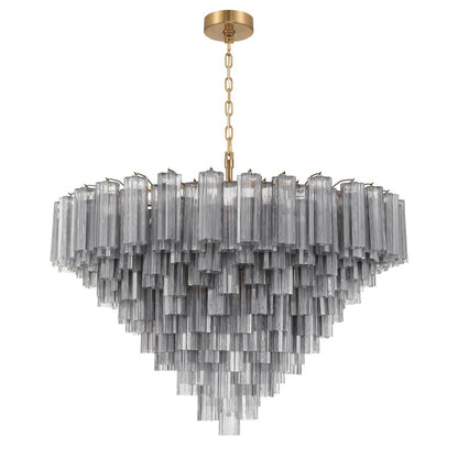 Crystorama Addis 28 Light 49" Chandelier, Aged Brass/Smoke