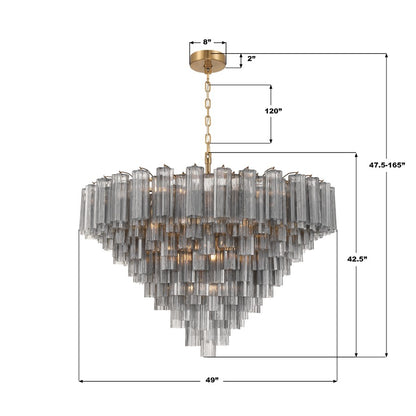 Crystorama Addis 28 Light 49" Chandelier, Aged Brass/Smoke