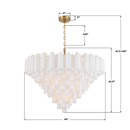 Crystorama Addis 28 Light 49" Chandelier, Aged Brass/White