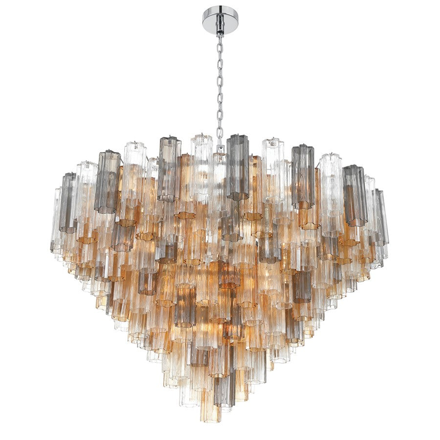 Crystorama Addis 28 Light 49" Chandelier, Polished Chrome/Autumn
