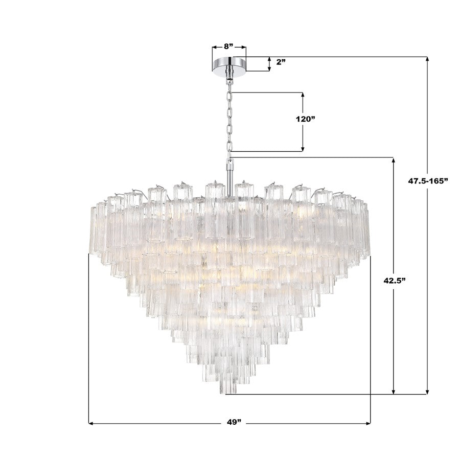 Crystorama Addis 28 Light 49" Chandelier, Polished Chrome/Clear