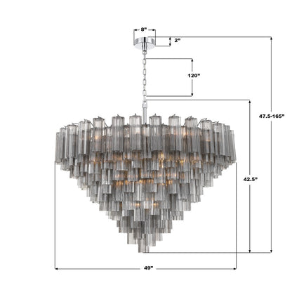 Crystorama Addis 28 Light 49" Chandelier, Polished Chrome/Smoke