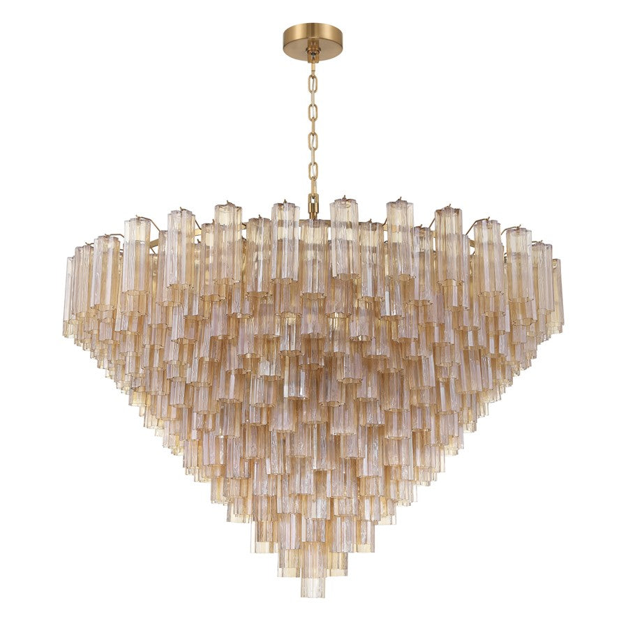 Crystorama Addis 40 Light 62" Chandelier, Aged Brass/Amber