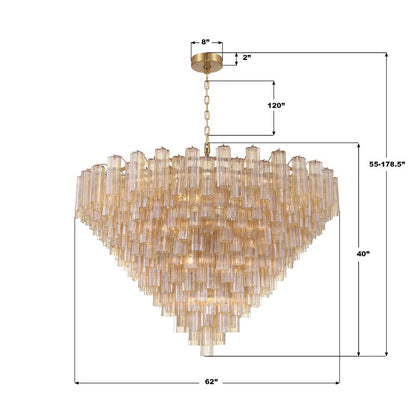 Crystorama Addis 40 Light 62" Chandelier, Aged Brass/Amber