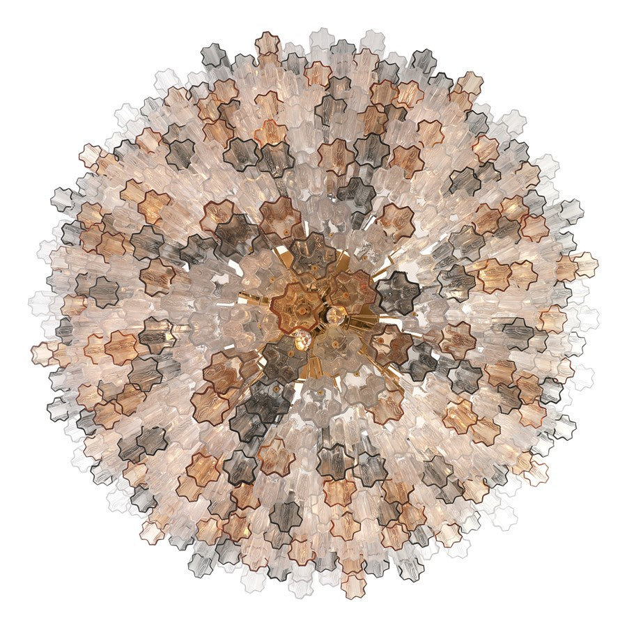 Crystorama Addis 40 Light 62" Chandelier, Aged Brass/Autumn