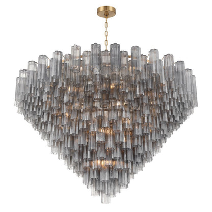 Crystorama Addis 40 Light 62" Chandelier, Aged Brass/Smoke