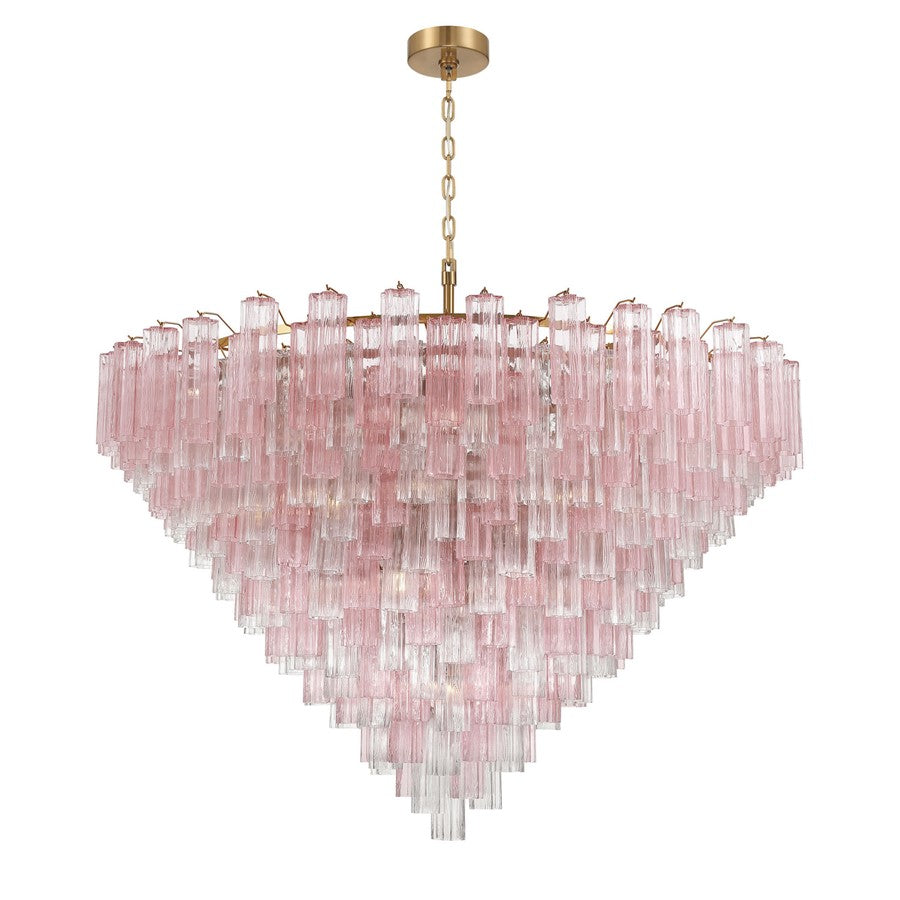 Crystorama Addis 40 Light 62" Chandelier, Aged Brass/Spring - ADD-329-AG-SP