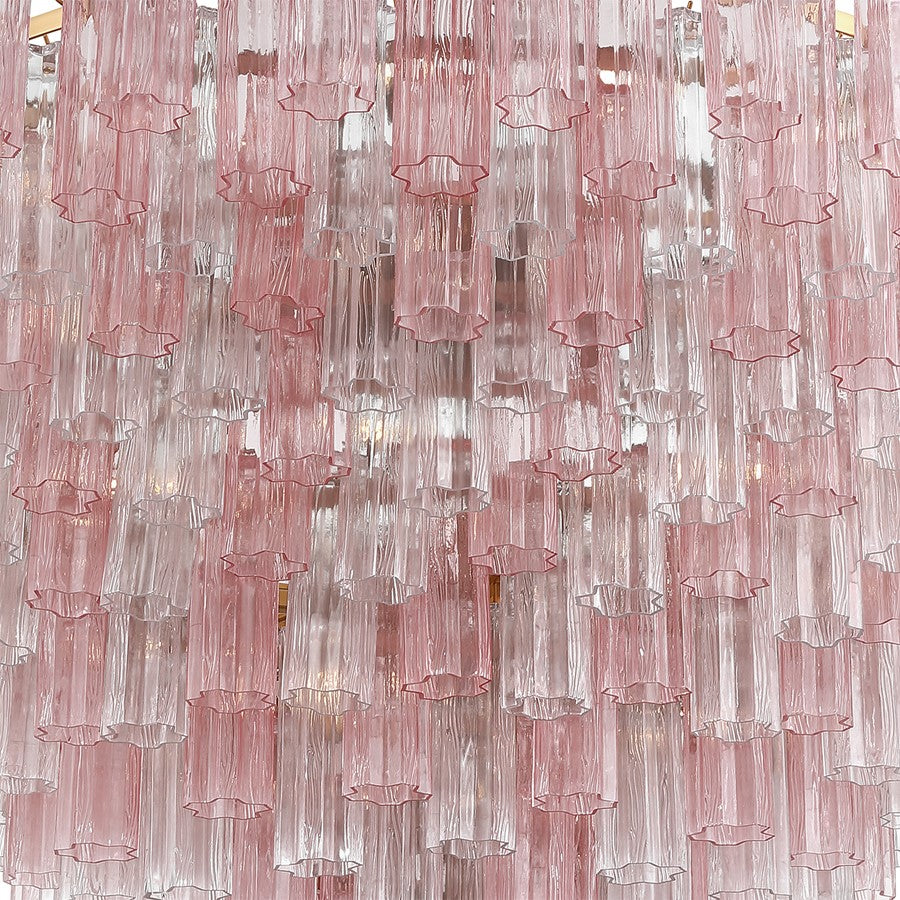 Crystorama Addis 40 Light 62" Chandelier, Aged Brass/Spring