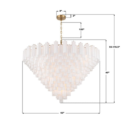 Crystorama Addis 40 Light 62" Chandelier, Aged Brass/White