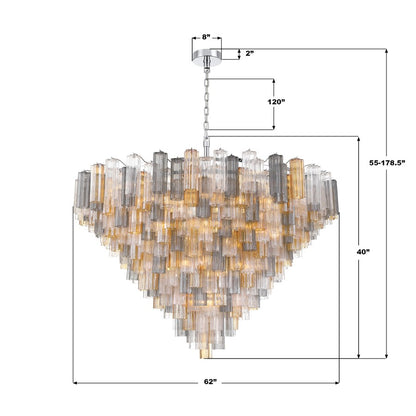 Crystorama Addis 40 Light 62" Chandelier, Polished Chrome/Autumn