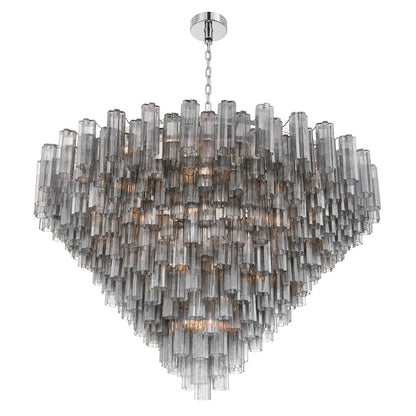 Crystorama Addis 40 Light 62" Chandelier, Polished Chrome/Smoke
