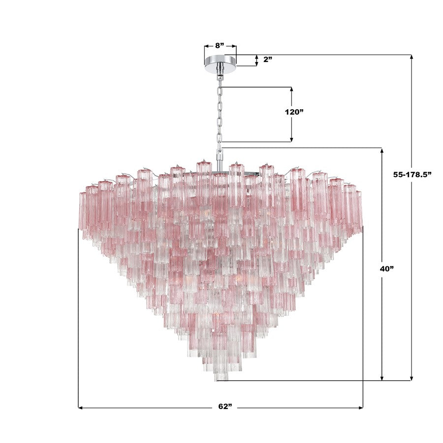 Crystorama Addis 40 Light 62" Chandelier, Polished Chrome/Spring