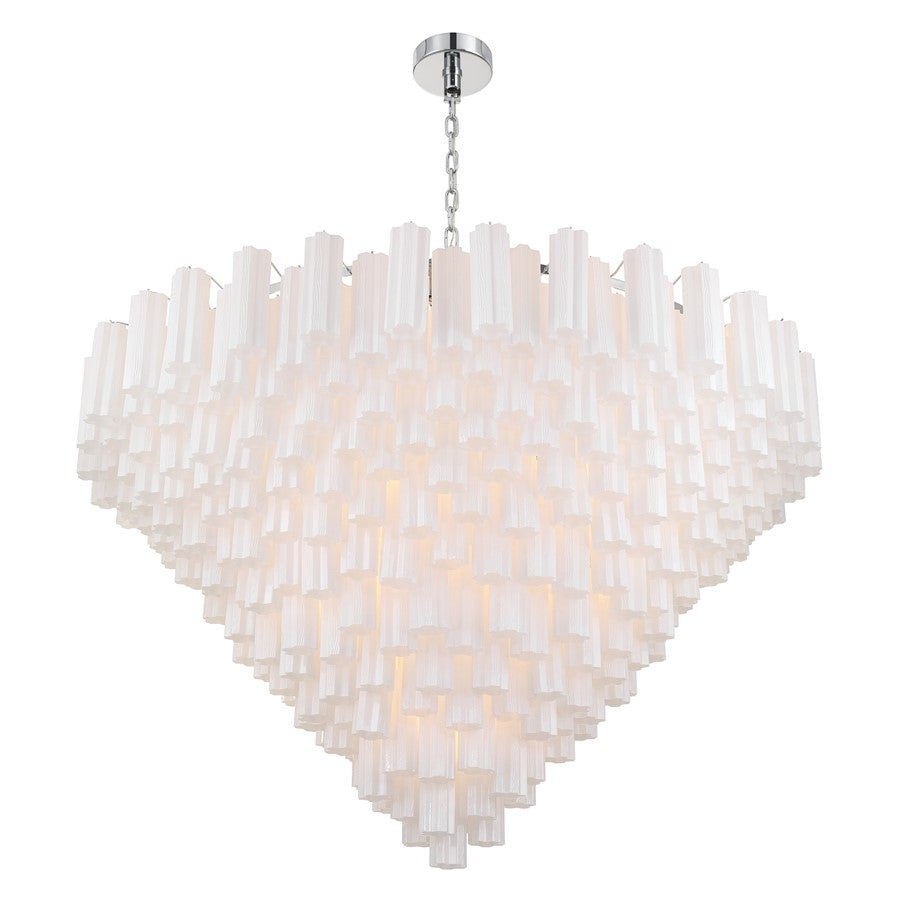 Crystorama Addis 40 Light 62" Chandelier, Polished Chrome/White