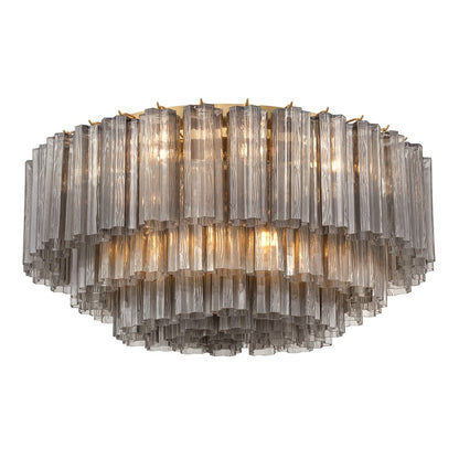 Crystorama Addis 16 Light Flush, Gray/Brass/Gold/Smoke - ADD-331-AG-SM