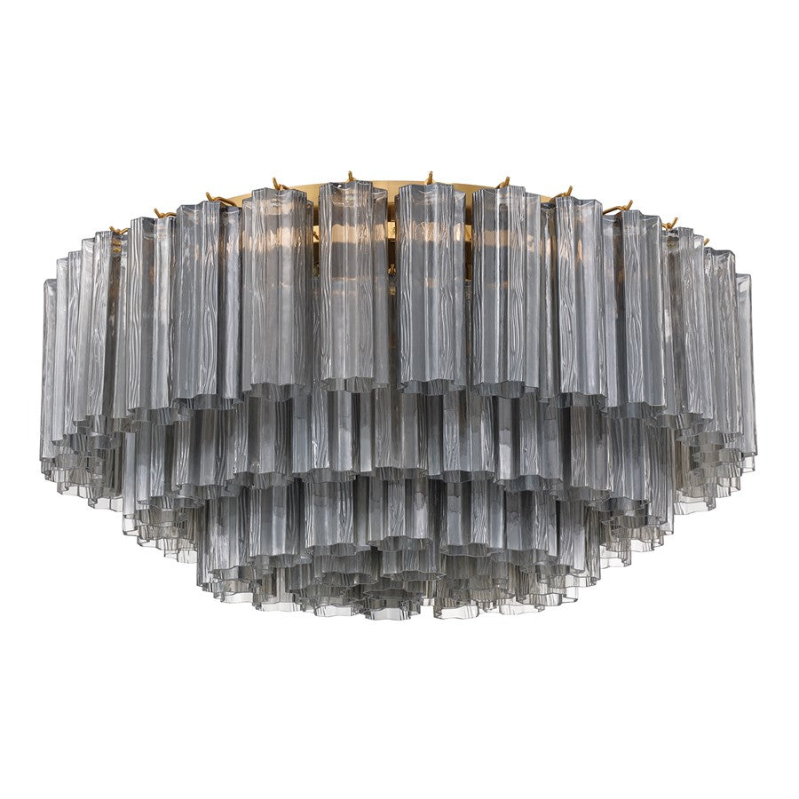 Crystorama Addis 16 Light Flush, Gray/Brass/Gold/Smoke