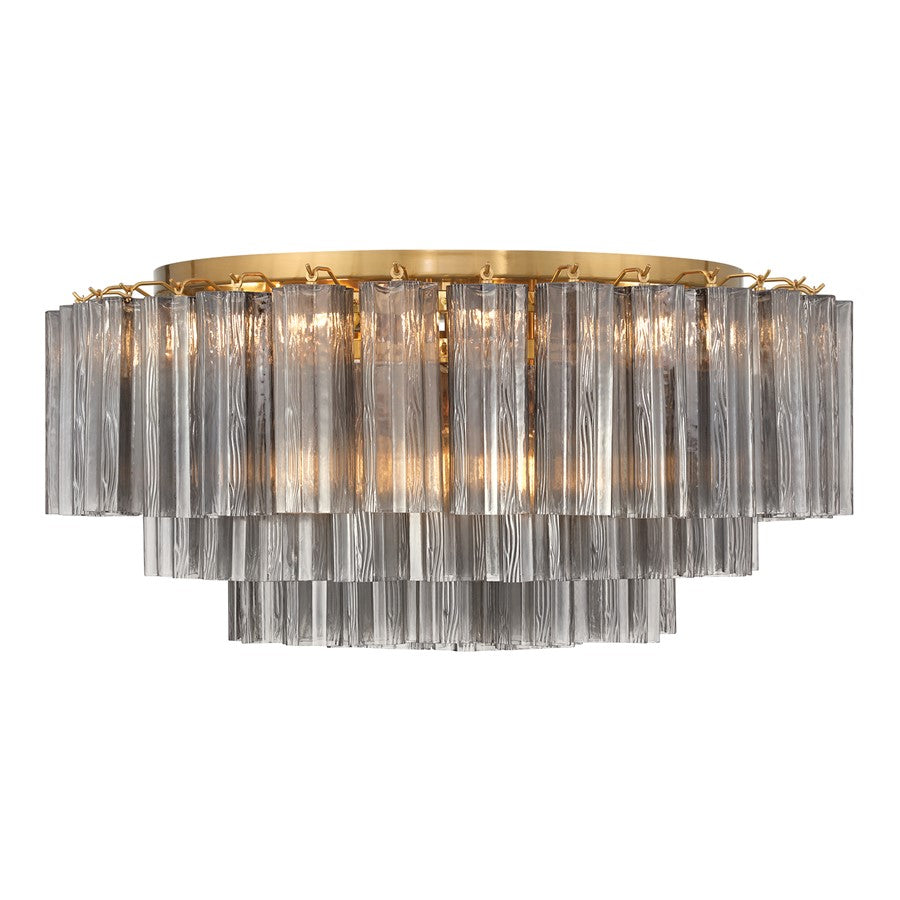 Crystorama Addis 16 Light Flush, Gray/Brass/Gold/Smoke